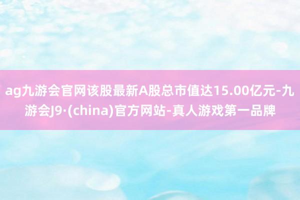 ag九游会官网该股最新A股总市值达15.00亿元-九游会J9·(china)官方网站-真人游戏第一品牌